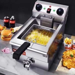 영업용튀김기 치킨 감자 전기 기름 소형 스텐 튀김기 단통 전기난방 10L(2중 온도 조절)