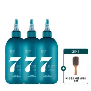 [헤드스파7] 파란눈 블랙 헤어팩 트리트먼트 300ml 3개+스칼프케어 우드 브러쉬