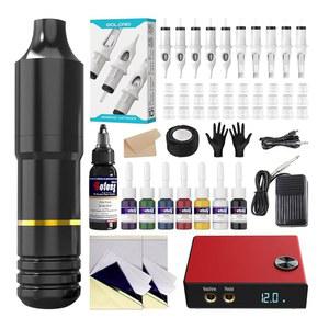 타투 건, 솔롱 컴플리트 로터리 머신 초보자 및 아티스트를 위한 카트리지 바늘과 잉크가 포함된 전문 건 키트(60개 세트)