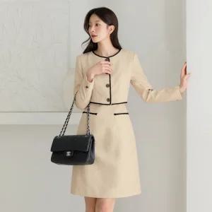 [시크라인] (~XXL까지) 루베인 자켓 레이어드 트위드 원피스 가을 하객룩 오피스룩 모임룩 격식룩 자체제작 빅사이즈