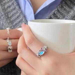 문스톤 오팔 유니크 오픈링 반지 프로포즈링-WB9D5BB