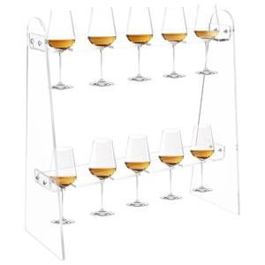10개의 슬롯이 있는 호퍼메 2단 아크릴 샴페인 플루트 홀더 스탠드, 카운터탑 유리 파티용 테이블탑 스템웨어 걸이 디스플레이