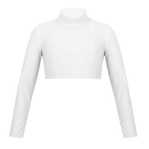 진시아오 소녀 스포츠웨어 운동 치어리딩 터틀넥 체조 티셔츠 크롭탑, 발레 댄스 퍼포 운동용