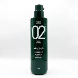아모스 녹차실감 산뜻한 타입 지성 모발용 샴푸 쑥향 500g 1개-