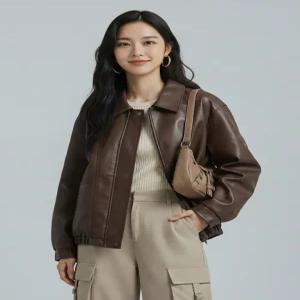 [플로우랩][플로우랩] 오버핏 에코 레더점퍼_FLJK004F25