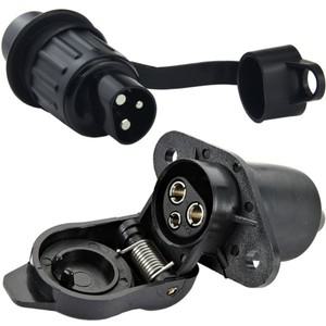 3핀 트레일러 소켓 커넥터 원형 3극 플러그인 트랙터 전기 카라반 트럭용 12V  24V