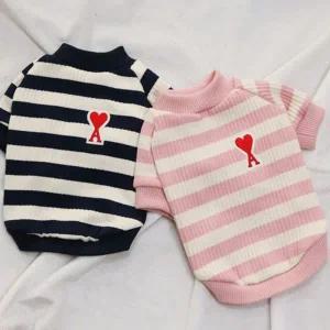 강아지외출복 실내복 산책옷 하트무늬 기모티셔츠S~XL 반려동물담요