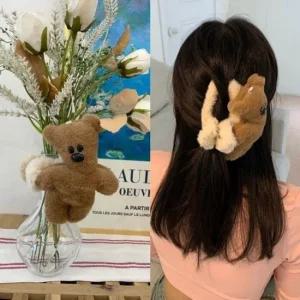 퍼 트렌드 올 포포베어집게핀 곰돌이 인형 털 머리핀 집게헤어핀 집게핀 여성헤어핀
