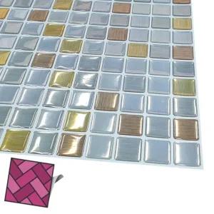 바둑판 240 실버골드메탈 월타일스티커 데코타일