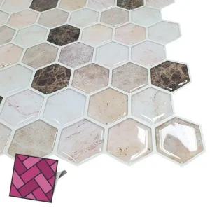 515 대리석 육각베이지 스티커타일 월타일스티커