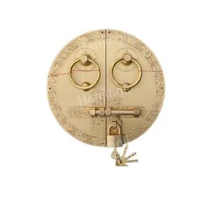 전통 대문 손잡이 골동품 대문걸쇠 빗장 황동 핸들 잠금장치 열쇠 옛날 빈티지 라운드