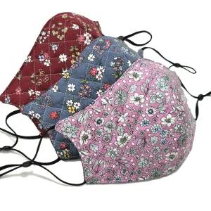 선우 여성 누빔마스크 3매 보온 꽃무늬 입체마스크 국내산