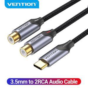 Vention USB C에서 RCA 오디오 케이블 C 타입 수 to 2 암 화웨이 샤오미 노트북 스피커 앰프 Y 스플리터 1m