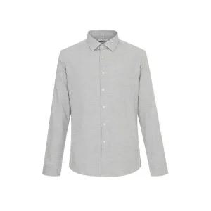 [오스틴리드]SLIM FIT]베이지 면혼방 마이크로패턴 기모 셔츠_A2DL1721