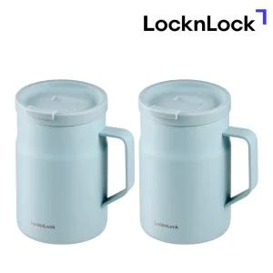 락앤락 New 메트로 밀폐 머그 텀블러 475ml (민트) 2P 스텐 손잡이 보온보냉컵 TOP_LHC4263MITs2