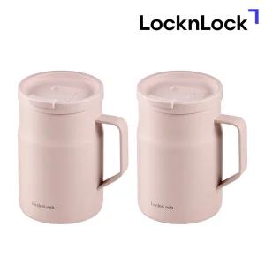 락앤락 New 메트로 밀폐 머그 텀블러 475ml (라이트핑크) 2P 스텐 손잡이 보온보냉컵 TOP_LHC4263LPIKs2