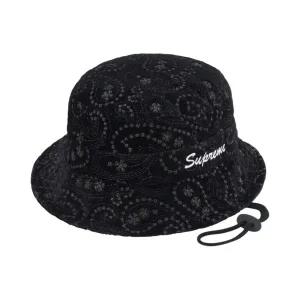 Supreme Velvet Paisley Boonie Black 23FW 리뷰 2
