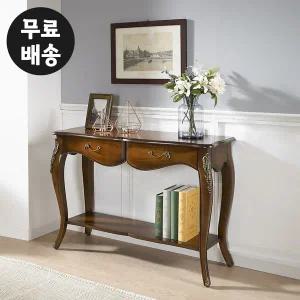 [벤티스가구]솔 엔틱 콘솔 테이블 원목 선반 거실 현관 슬림 거실 콘솔 폭좁은 수납장 복도장(1100)