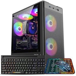 크로토프 게이밍 PC 컴퓨터 데스크탑, AMD 라이젠 5 5500 최대 4.2GHz, 라데온 RTX 2060 6G, DDR4, 16G, 1TB SSD, WiFi 6, RGB 팬 x5, 타워 윈도우 11 홈 블랙
