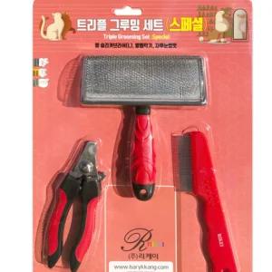 리케이 트리플 그루밍 세트 스페셜발톱깎이 자루눈썹빗 캣브러시 털정리러쉬 고양이 고양이용 애완용 정리