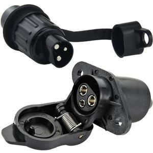 3핀 트레일러 소켓 커넥터 원형 3극 플러그인 트랙터 전기 카라반 트럭용 12V - 24V