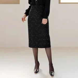 XXL까지) 미로세  H라인 펄 트위드 스커트 겨울 하객룩 오피스룩 연말룩 모임룩 격식룩 빅사이즈