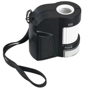 50배 소형 UV LED미니돋보기 휴대용손확대경 노인노안 독서 루페 위조감별 교육용교구 곤충식물 생물관찰