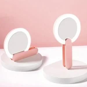 1초 접이식 손잡이 LED 손거울 LED거울 휴대용거울 조명거울 화장거울 뷰티조명 LED미러 LED조명 미니거울