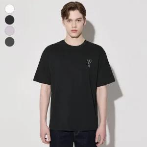 [백화점 정품] FW25 게스 진 남여공용 세미오버 백 물음표프린트 반팔티 MP2K9422