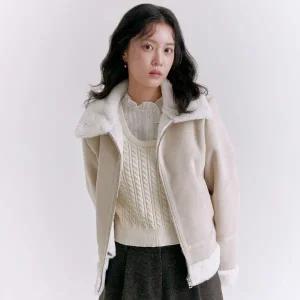 [롯데백화점]로엠 카라 집업 무스탕_RMJLE4TR11