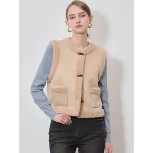 [하프클럽/]호주산 양모100 FAUX 무스탕 베스트