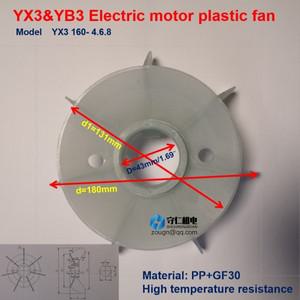 YX3-160-2 플라스틱 모터 팬 베인 라운드 샤프트 교체 흰색 5 임펠러 (알루미늄 합금)