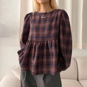 [아이우먼] 케이체크셔링블라우스 LTT242M510 빅사이즈_P409332240