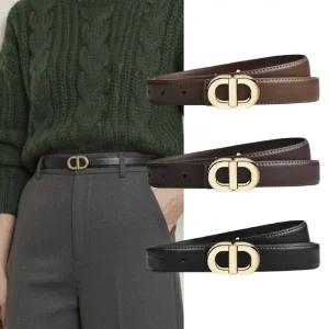 엔비 골드링 벨트 여성 심플 정장 원피스 라운드 스트랩 가죽 버클 허리띠