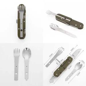 [콩심팥심]캠핑용 접이식 칼 스푼 포크 폴딩 숟가락 병따개 세트