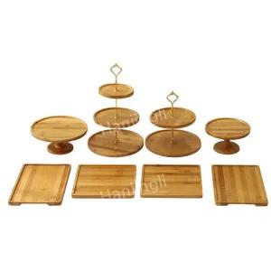 케이터링 케이크 진열대 단접시 디저트 스몰 나무 대나무 컵케이크 발 다과접시 다과 트레이