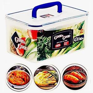 [3개구성] 투명직사각 손잡이밀폐용기 4.7L 플라스틱통 김칫통 김치용기