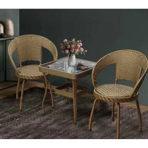 베란다티테이블 의자 세트 등나무 원형 테이블 테라스