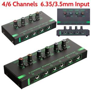 4/6 채널 스테레오 헤드폰 앰프 볼륨 조절 미니 소형 휴대용 이어폰 분배기 모니터링 시스템 6.35/3.5mm 입