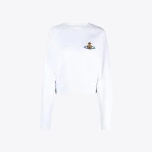 비비안웨스트우드 여성 크롭 스웨트 맨투맨 화이트 1I010001 J0006 PO A401