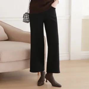 여성 겨울 55-88 국산 기모 밴딩 와이드 팬츠 편한 슬랙스 일자 바지 PN0269S 빅사이즈 루즈핏