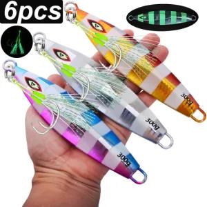 금속 Jigs 느린 배스 6p 미끼 지그 싱킹 물고기 가짜 낚시 Lures100g300g 얼음 바닷물 인공 큰