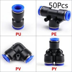 50개 공압 피팅 OD4mm 6mm 8mm 10mm PYPUPVPE 시리즈 에어 파이프 호스 퀵 푸시 인 조인트