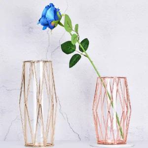 골드와이어 화병 L 샴페인조화 꽃병 인테리어 오브제 유리 소품