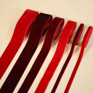 포장끈 크리스마스 트리 소재로 사용되는 버건디 벨벳 리본 꽃과 활 장식 선물 수제 DIY 바느질 파 1