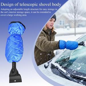 자동차용 아이스 스크레이퍼 텔레스코픽 차량용 눈삽 인체공학적 창문 플리스 장갑 포함 서리 제거용 트럭