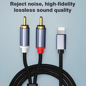 라이트닝 RCA 케이블 오디오 Aux 어댑터 아이폰 호환 14 전력 증폭기 용 iPad 차량용 홈 스피커 와이어 코