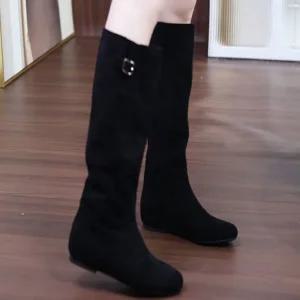 아이위크 가을 겨울 여성 스웨이드 버클 스트랩 롱 부츠 굽4cm 225-250mm