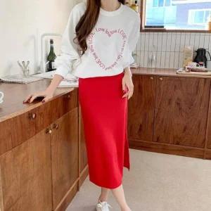 [라일리여성의류] Rly 샤스커트 밴딩 베이직 h라인스커트 리카듀 새틴