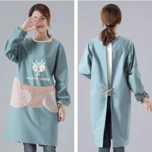 4색 1개 성인 학생 긴 팔 소매 방수 코팅 앞치마 가운 tnj2+8cOw